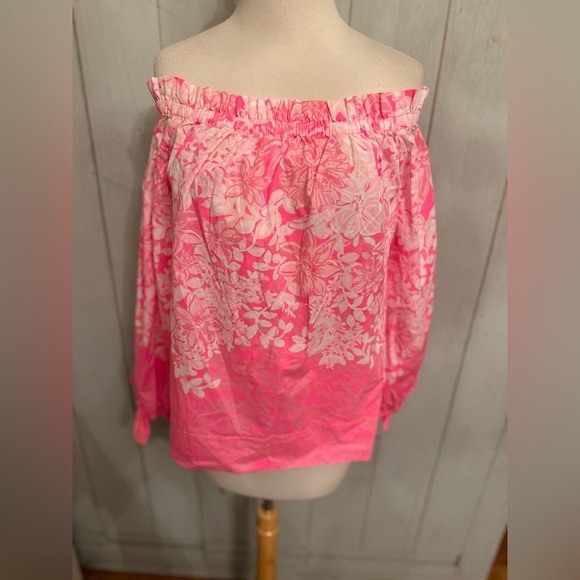 Lilly Pulitzer Jamie Lynn 3/4 Tie Sleeve‎ Off The Shoulder Top Blouse Sz-S NWOT - Picture 3 of 11